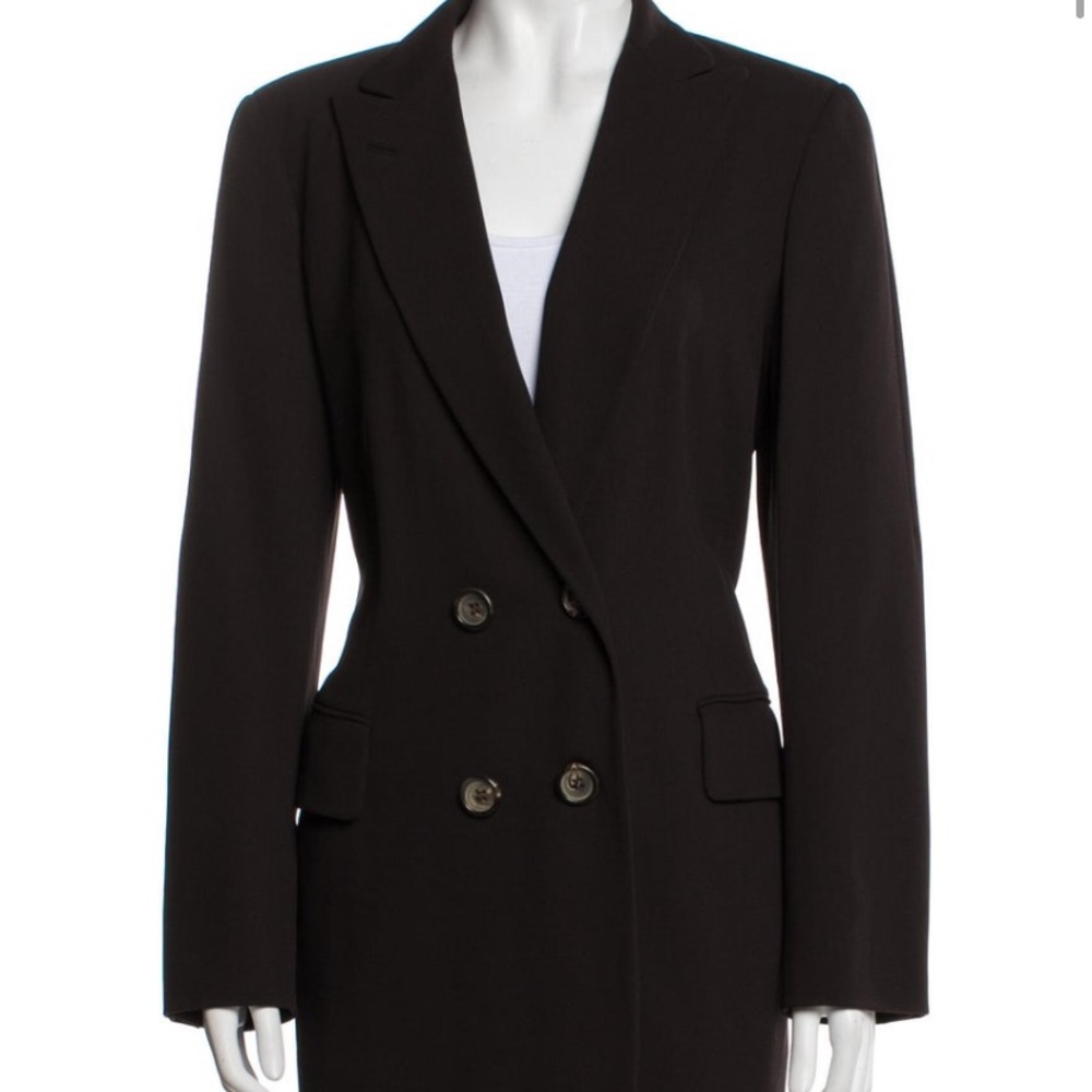 Jil Sander vintage 90s double breasted chocolate brown lightweight wool blazer